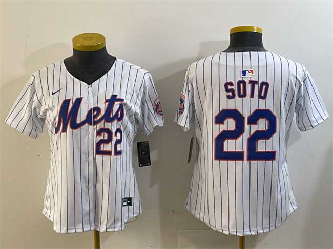 Women%27s New York Mets #22 Juan Soto White 2024 Home Limited Stitched Jersey